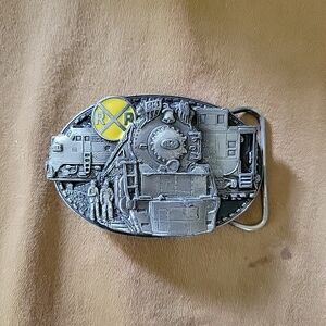 Vintage Oval C+J Train Locomotive Railway Belt Buckle CJ1050